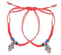 Yardenfun Evil Eye Adjustable String Bracelets 2-Piece Set Woven String Jewelry for Men and Women Red Thread Good Luck Bracelet Creative Hand Palm Design