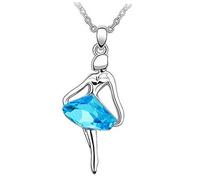 Yardenfun Fashion Women's Angel Ballet Dancer Pendant Necklace Blue Alloy Chain Eye Catching Charm Jewelry for Dance Performances and Daily Wear