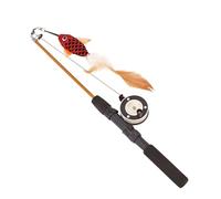 Yardenfun Fish Shape Cat Teaser Telescopic Rod with Feather Cloth Lures | Lightweight Interactive Training, for Kitten Owners and Cat Owners, Burns Energy, Gift Choice Random Color