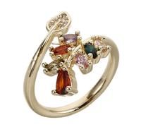 Yardenfun Geometric Leaf Ring for Women Adjustable Minimalist Jewelry with Micropaved Stones Elegant Design for Autumn Wear Lightweight Comfortable Fit Unique Flower Motif Statement