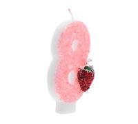 Yardenfun Glittery Strawberry Number Birthday Candle Cake Topper for Boys Stable Design for Milestone Party Decorations for Cakes Cupcakes Desserts Festive Birthday Celebration Accessory