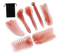Yardenfun Gua Sha Facial Massager with Storage Bag Muscle Scraping Tools for Face Neck Scalp Body Massage Portable Beauty Relaxation Kit for Precise Acupressure Therapy