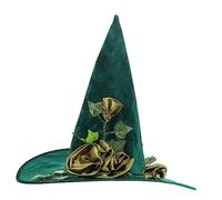Yardenfun Halloween Witch Hat with Realistic Vine Flowers Durable Comfortable Cosplay Accessory for Halloween Costume Parties Photo Props and Performances Green Multi Purpose