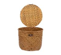 Yardenfun Handmade Seaweed Vegetable Storage Box with Lid Desktop Cosmetic Storage Box for Organizing Sundries on Table for Students and Workers