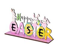 Yardenfun Happy Easter Tabletop Decor Rustic Wood Bunny Egg Centerpiece Versatile Home Decoration for Festive Celebrations for Any Aesthetic Keepsake