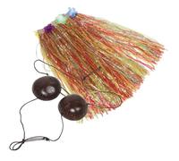 Yardenfun Hawaiian Coconut Shell Costume Set with Authentic and Breathable Grass Skirt Comfortable Tropical Beach Lei Outfit for Luau Parties and Cultural Dance Performances