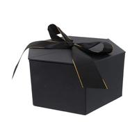 Yardenfun Hexagon Box Small Size with Lid Obsidian Black, Elegant Chocolate Wrapping Box for Wedding, Birthday, Valentine'S Day, Unique Candy Container with Bowknot