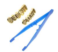 Yardenfun Hip Hop Gold Teeth Cap Punk Teeth Jewelry for Halloween Party Cosplay Fancy Dress with Engraved Pattern Comfortable and Stylish