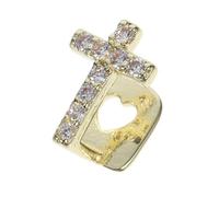 Yardenfun Hip Hop Single Tooth Cross Grill Cap Gold Plated Copper Inlay Unisex Mouth Jewelry Party Accessory for Men and Women