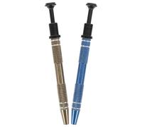 Yardenfun Ic Chip Extraction Tool Set 2 Pieces with 4-Prong Spring Assisted Grabber, Non-Slip Handle Pickup Tool for Small Electronic Components, Blue and Grey for Electronics Maintenance