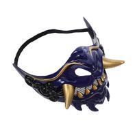 Yardenfun Japanese Demon Samurai Half Face Mask Evil Prajna for Halloween Cosplay Party War Game Costume Accessory with Intricate Detail and Vibrant Colors
