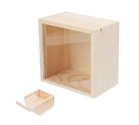 Yardenfun Jewelry Storage Box Wooden Organiser with Acrylic Lid | Diy-friendly Unfinished Wood, Square Handle Design, for Craft Supplies Cosmetics and Dresser Top Use