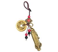 Yardenfun Key Pendant Bag Hanging Decoration Vintage Copper Feng Shui Keychain Dragon Fish and Five Emperor Portable Keychain for Bags and Keys