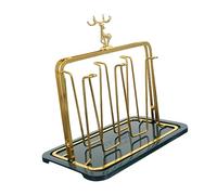 Yardenfun Kitchen Glass Cup Storage Stand with Tray Breathable Ventilated Ironwork Holder for Glass Cups Desktop Organizer for Kitchen and Living Room with Strong Load Capacity