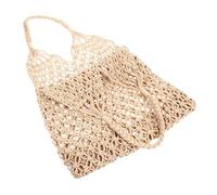 Yardenfun Lightweight Cotton String Bag with Hollow Mesh Design, Reusable Knitted Shoulder Tote for Daily Life and Outdoor Picnic, Simple Design Beach Purse in Coffee Colour