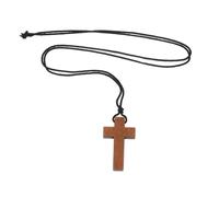Yardenfun Lightweight Wooden Cross Pendant Necklace for Men Women Hand-carved Walnut and Crucifix Charm Stylish Sweater Chain Jewelry for Daily Wear Party Holiday with Meaningful Blessing