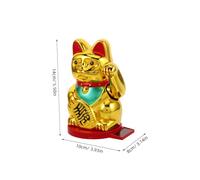 Yardenfun Lucky Fortune Cat Ornament Solar Cat Figurines Waving Arm Solar Powered Golden