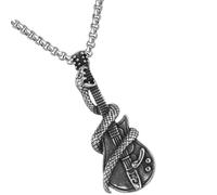 Yardenfun Men S Stainless Steel Guitar Pendant Necklace with Snake Design Lightweight Comfortable Neck Decoration for Music Lovers Unique Vintage Style Jewelry Gift for Men