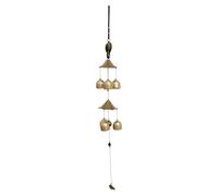 Yardenfun Metal Copper Wind Chime with 6 Alloy Bells, 2-Layer Hanging Windbell Pendant for Home Feng Shui Decor, Auspicious Door Bell Wind Chime for Garden and Patio