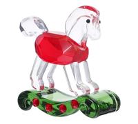 Yardenfun Miniature Crystal Rocking Horse Ornament 6X5.5X2.2Cm Small Tabletop Holiday Decor Figurine Xmas Party Supplies Animal Rocker Home Decoration