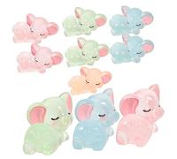 Yardenfun Miniature Elephant Statues Glow in The Dark Small Gardens Figurines Resin Craft Decor for Desktop Fairy Garden Landscape Home Decoration 10Pcs