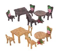 Yardenfun Miniature Table and Chair Set for Fairy Gardens 4-Piece Creative Micro Landscape Furniture Ornaments Resin Bonsai Accessories for Mini Houses and Small Gardens