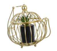 Yardenfun Modern Geometric Fake Bonsai with Metal Kettle Design Compact Artificial Potted Plant for Indoor Decor Small Simulation Greenery Ornament for Living Office Desk Wine Cabinet