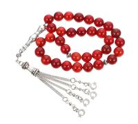 Yardenfun Natural Agate Arabic Style Muslim Prayer Rosary with Strong Wear Resistance for Islamic Weddings and Festival Decoration in Red