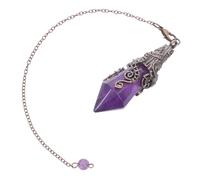 Yardenfun Natural Amethyst Quartz Pendulum Crystal Pendant Hexagonal Point Stone for Meditation Yoga Spiritual Divination with Copper Chain Handcrafted Energy Balancing Charm