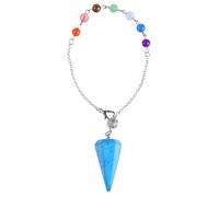 Yardenfun Natural Blue Turquoise Crystal Pendulum Hexagonal Pointed Pendant for DIY Craft Suitable for Meditation
