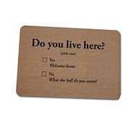 Yardenfun Non Slip Rubber Door Mat with Funny Do You Live Here Text Washable Indoor Outdoor Entrance Rug for Front Door Bedroom Bathroom Skid Floor Mat with Durable Wear Resistant Backing