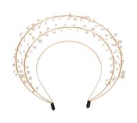 Yardenfun Pearl Crown Headband for Women Elegant Goddess Headpiece Decorative Hair Accessory for Weddings Parties Photoshoots Lightweight Comfortable Design Unique Pearl Material