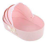 Yardenfun Pink Cradle Moon Box with Fresh Flower Bouquet Packaging, Newborn Shower Flower Wrapping Box for Full Moon and First Birthday Presents
