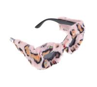 Yardenfun Plush Cat Eye Sunglasses for Women Funny Leopard Print Shades Soft Velvet Retro Eyewear for Parties and Festivals