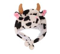 Yardenfun Plush Cow Hat with Decorative Horns and Ears Warm Animal Headwear for Adults Soft Cozy Cosplay and Theme Party Accessory Unique Chic Design for Interactive Fun