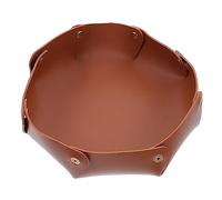 Yardenfun PU Leather Desktop Tray Small Storage Organizer for Home and Office Smooth Surface Easy Clean Decorative Storage Box for Keys Watches Phones Coins Brown Large Practical Accessory
