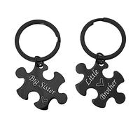 Yardenfun Puzzle Key Chain for Siblings Matching Key Holder Metal Finish Keyrings Birthday Family Connection Black