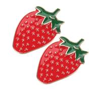 Yardenfun Red Alloy Lapel Pins 2pcs Strawberry Design with Decorative Effect, Zinc Alloy Brooch for Female Use in Daily Wearing and New Year Celebration