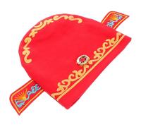 Yardenfun Red Cotton Birthday Hat Soft Beanie for Newborns First Birthday Photoshoot Party Props Prosperity Prince Design for Milestone Celebrations