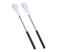 Yardenfun Retractable Stainless Steel Shoe Horn 2pcs Long Handle Metal Shoe Horns for Easy Use Adjustable Design for Men and Women
