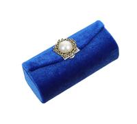 Yardenfun Retro Velour Lipstick Case with Mirror Chic Pearl Buckle Lip Gloss Holder Compact Cloth Storage Box for Makeup Organizer Portable Key Chain Holder for Daily Carry