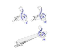 Yardenfun Rhinestone Music Note Cufflinks and Tie Bar Clip for Men Elegant Business Shirt Accessories Stylish Suit Cravat Pins Classic Formal Wear Matching