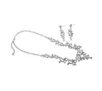 Yardenfun Rhinestone Pearl Bridal Necklace Earring Set Elegant Wedding Jewelry for Brides Lightweight Classic Design for Formal Occasions