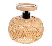 Yardenfun Rustic Bamboo Woven Ceiling Light Fixture Bamboo Cage Cover Vintage Pendant Lamp for Home Kitchen Dining Living Balcony Hallway Farmhouse Decoration