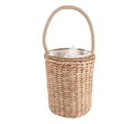 Yardenfun Rustic Woven Wine Tote, Natural Straw Single Bottle Basket with Lined Interior, Portable Carrier for Wine, Picnics, and Events 13.8x7.5x7.5in