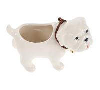Yardenfun Shar Pei Ceramic Flower Pot Decor Flower Pots White Small Pet Dog Planter Succulent Container for Plants Mini