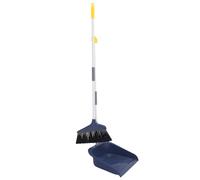 Yardenfun Soft Broom Set for Floor Broom Mop and Bucket Heavy Duty Long Handle Cleaning Indoor Dusting Sweeping and Scoop Metal Blue