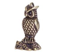Yardenfun Solid Brass Owl Key Pendant Decorative Sculpture Vintage Bronze Finish Fine Craftsmanship with Smooth Surface Stylish Animal Ornament for Tea Table Home Decor Unique DIY Accessory