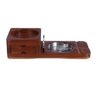 Yardenfun Solid Wood Cigar Ashtray with Whiskey Glass Holder Carved Cigar Stand Slot and Drawer Portable Wooden Whiskey Tray for Office and Home Use