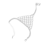 Yardenfun Sparkly Rhinestone Chain Bracelet with Ergonomic Finger Ring for Women Comfortable Silver Hand Chain Jewelry for Weddings Proms Parties Stylish Bridal Bling Wrist Accessory